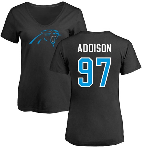 Carolina Panthers Black Women Mario Addison Name and Number Logo Slim Fit NFL Football #97 T Shirt->carolina panthers->NFL Jersey